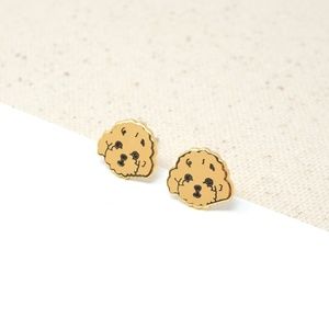 Handcrafted Apricot Poodle Enamel Stud Earrings